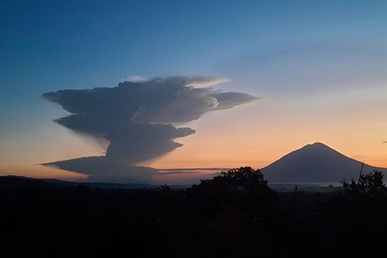 Volcanic smoke billows from Mount Lewotobi Laki-Laki